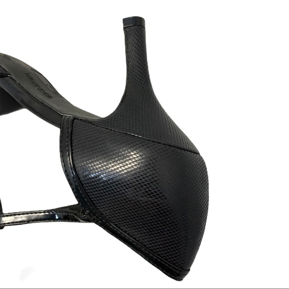 Fioni Black Pointy Toe T Strap Heels- Size 10 - Picture 7 of 14